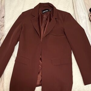 Pieces Oversized Brown Blazer